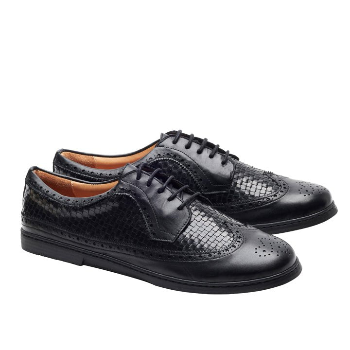 BRIQ Brogue Tresse Black - ZAQQ Barfußschuhe